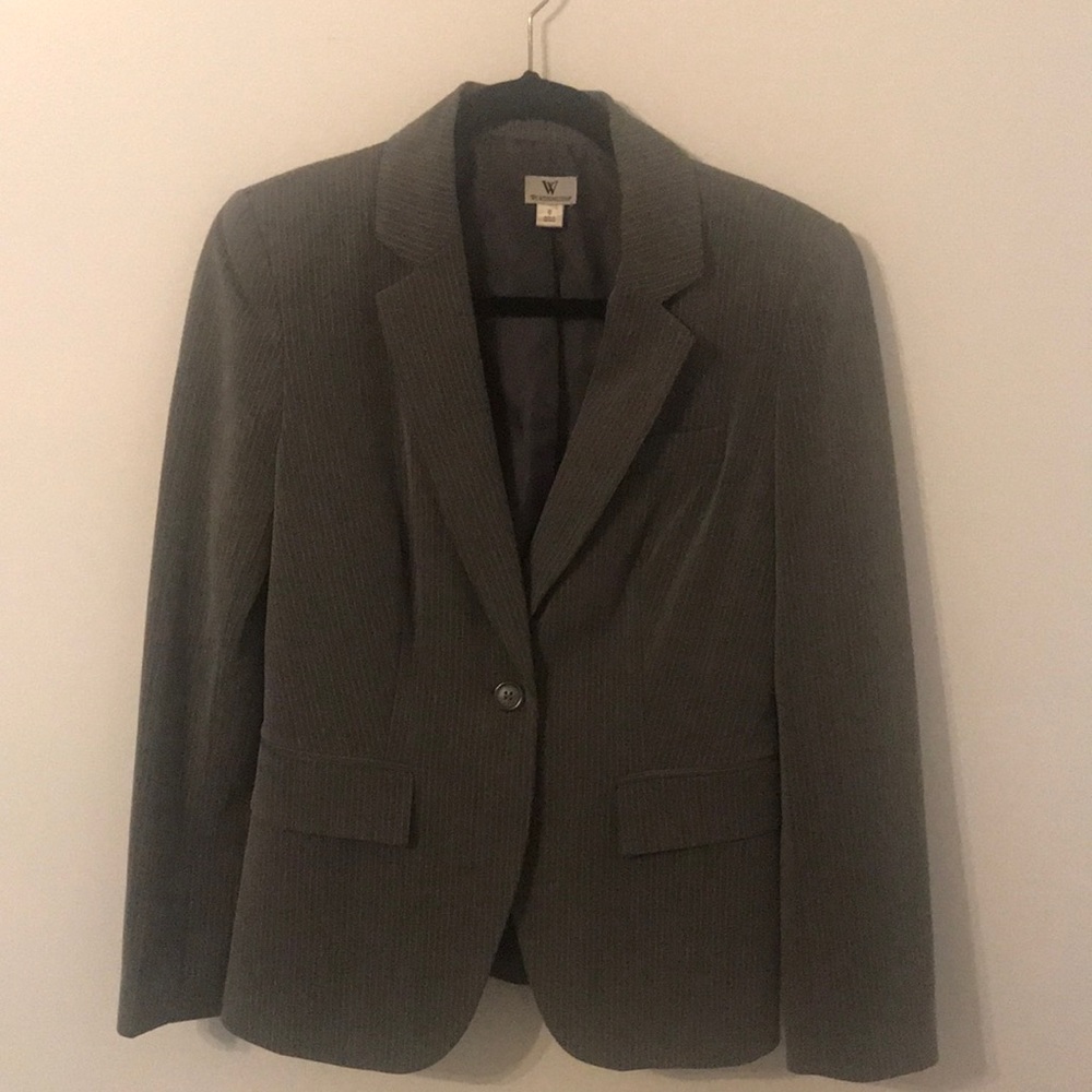 Gray Suit Jacket With White Stripes